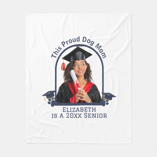 Proud Dog Mum ist ein Senior - Custom Abschluss Fleecedecke (Vorderseite)
