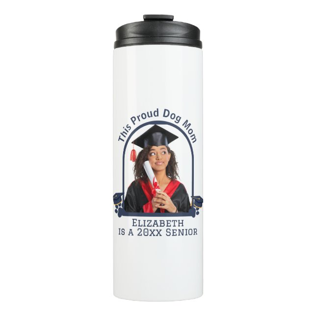 Proud Dog Mum ist ein Senior - Custom Abschluss Thermosbecher (Vorderseite)