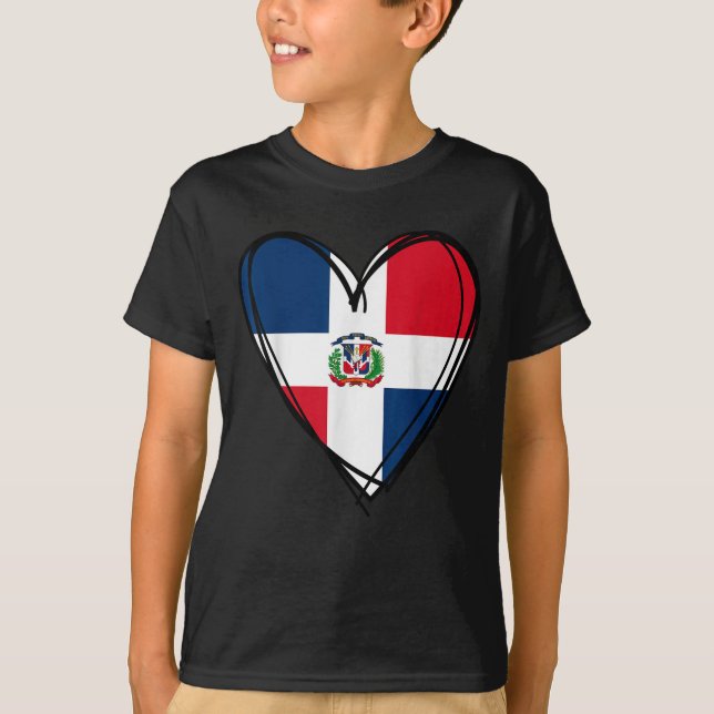 Proud Dominican Boy Girl Aunt Dad Mama Cool Flag H T-Shirt (Vorderseite)