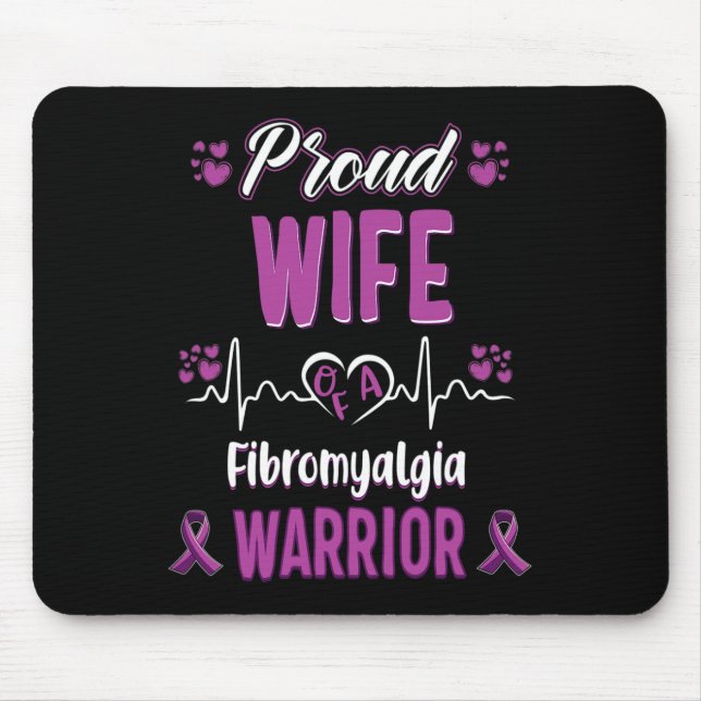 Proud Ehefrau Fibromyalgie Kriegererkennungsband P Mousepad (Vorne)