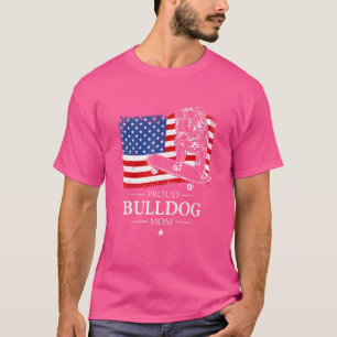 Proud English Bulldog Mama American Flag Patriotic T-Shirt