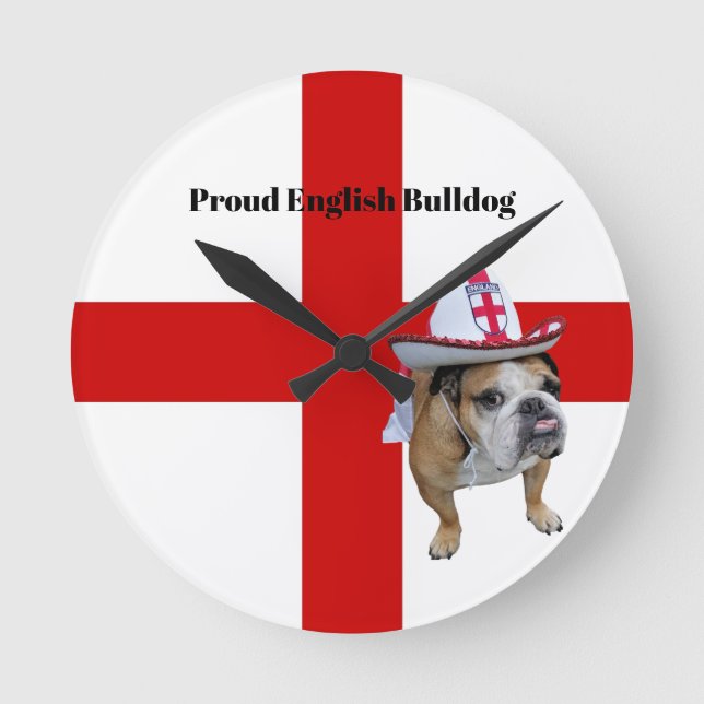 Proud English Bulldog Runde Wanduhr (Vorderseite)