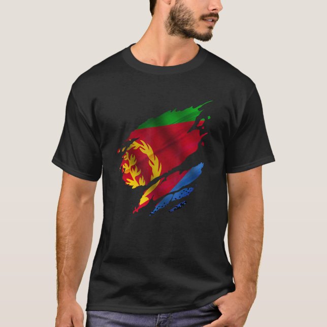 Proud Eritrean Root Torn Ripped Eritrea Flag T-Shirt (Vorderseite)