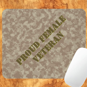 Proud Female Veteran Sand Tan Camouflage Mouse Pad Mousepad