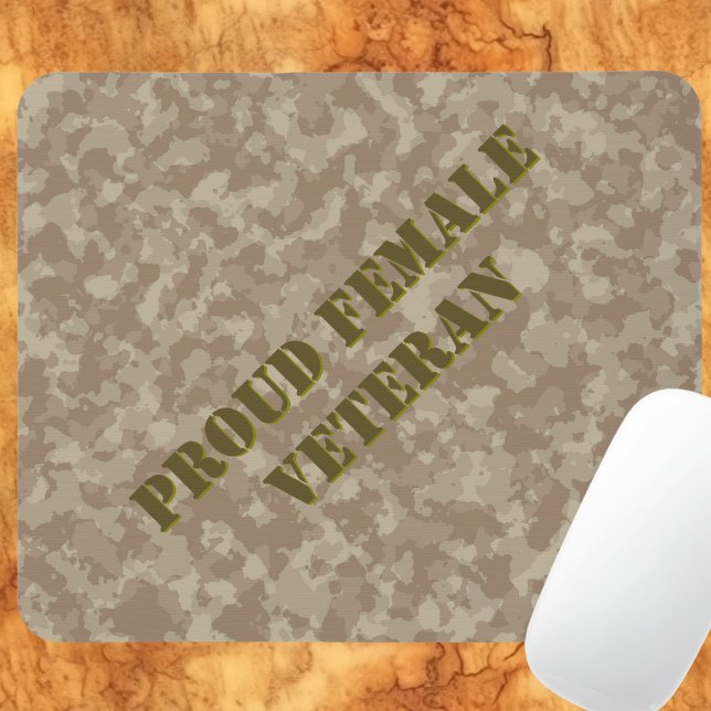 Proud Female Veteran Sand Tan Camouflage Mouse Pad Mousepad (Von Creator hochgeladen)