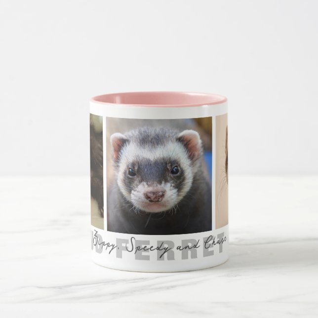 Proud Ferret Mama Custom 3 Foto Collage Tasse (Zentrum)