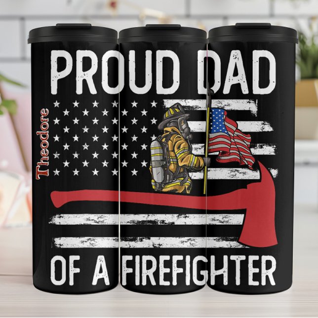 Proud Firefighter Dad Design Thermosbecher (Von Creator hochgeladen)