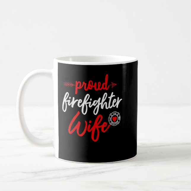 Proud Firefighter-Ehefrau Geschenk Firemans Eheman Kaffeetasse (Links)