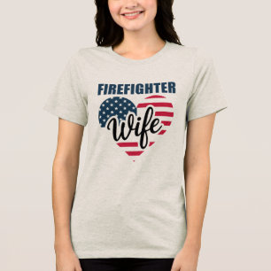 Proud Firefighter-Ehefrau T-Shirt Ehre ihre Stär Tri-Blend Shirt