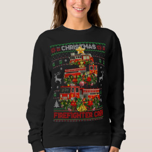 Proud Firefighter Ugly Sweater Fire Truck Christma Sweatshirt