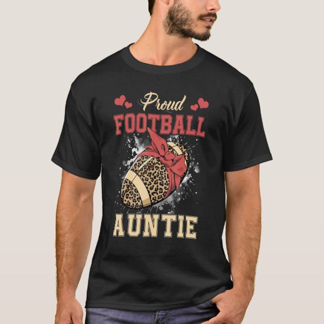 Proud Football Auntie Women Leopard Game Day Playe T-Shirt (Vorderseite)