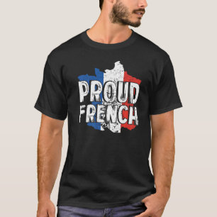 Proud France Karte Patriotic Französisch Flagge T-Shirt