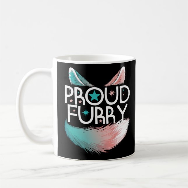 Proud Furry Furries Schwanz Ohren Furry Person Kaffeetasse (Links)