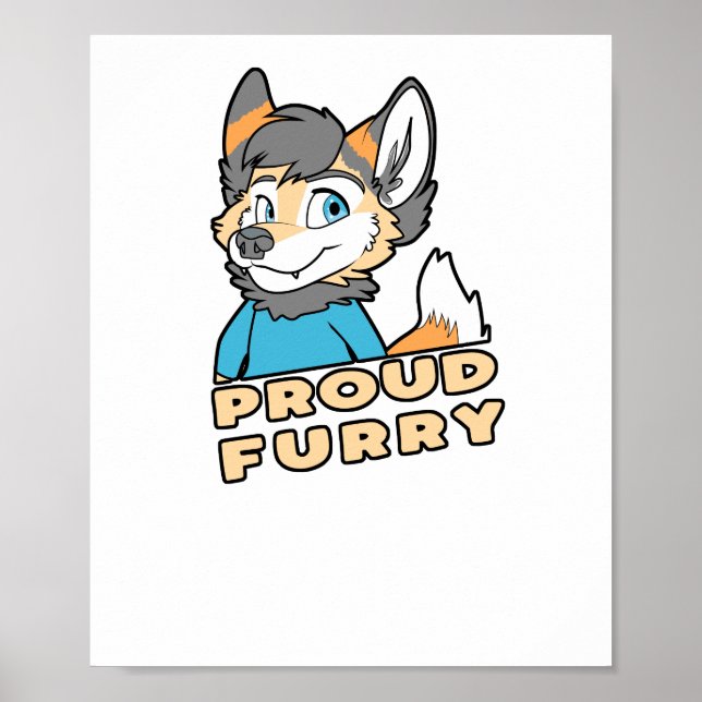 Proud Furry Niedlich Funny Furry Fandom Fursuit Ge Poster (Vorne)