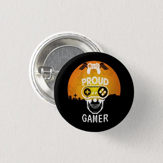 PROUD GAMER - HALLOWEEN SPIELE-NERD BUTTON (Vorne & Hinten)