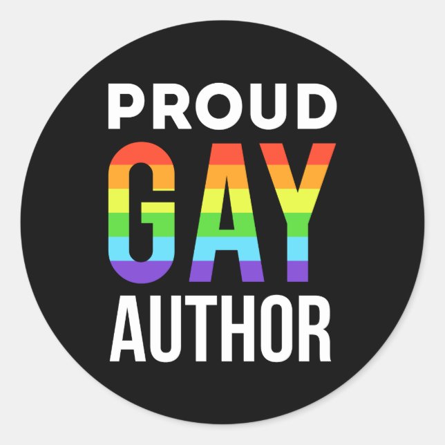 Proud Gay Autor Writer Pride LGBTQ Runder Aufkleber (Vorderseite)