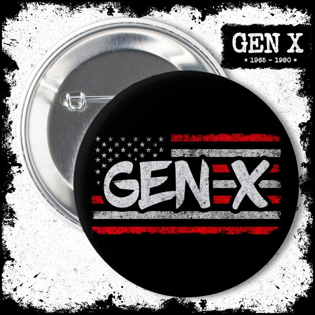 Proud Gen Xer Generation X American Flag Gen X Button (Von Creator hochgeladen)