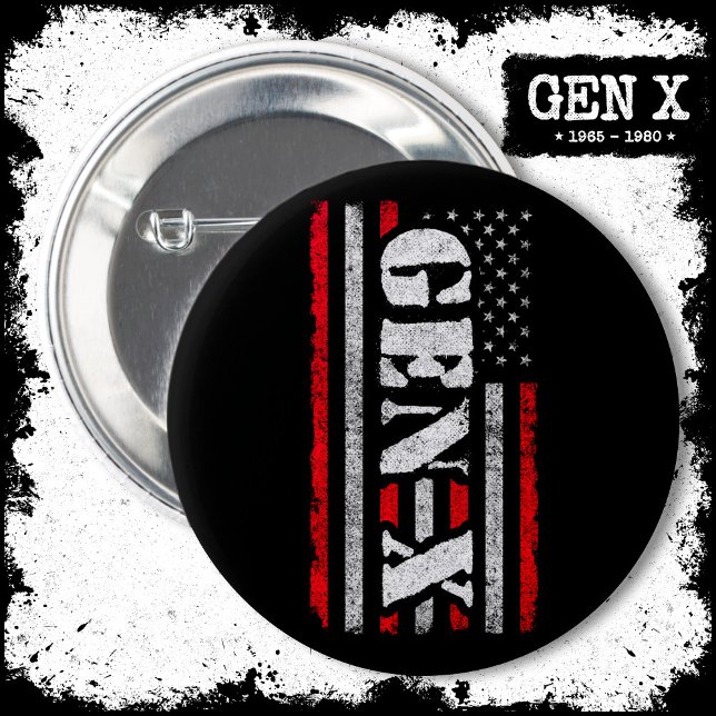 Proud Generation X Gen Xer American Flag Gen X Button (Von Creator hochgeladen)