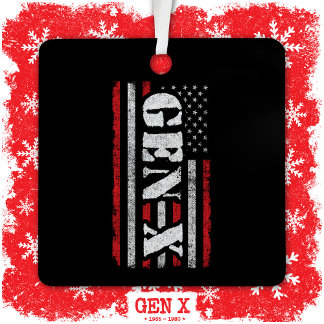 Proud Generation X Gen Xer American Flag Gen X Ornament Aus Metall