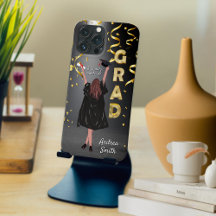 Proud Girl Graduate Black and Gold Moderne Custom
