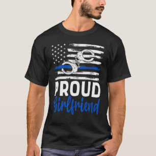 Proud Girlfriend Police Officer American Flag Girl T-Shirt