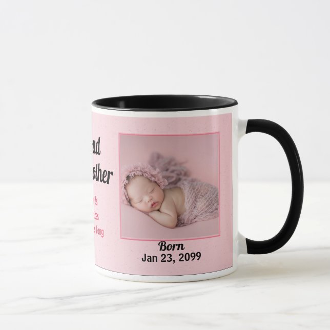 Proud Godmutter Pink und Black Baby Foto Tasse (Rechts)