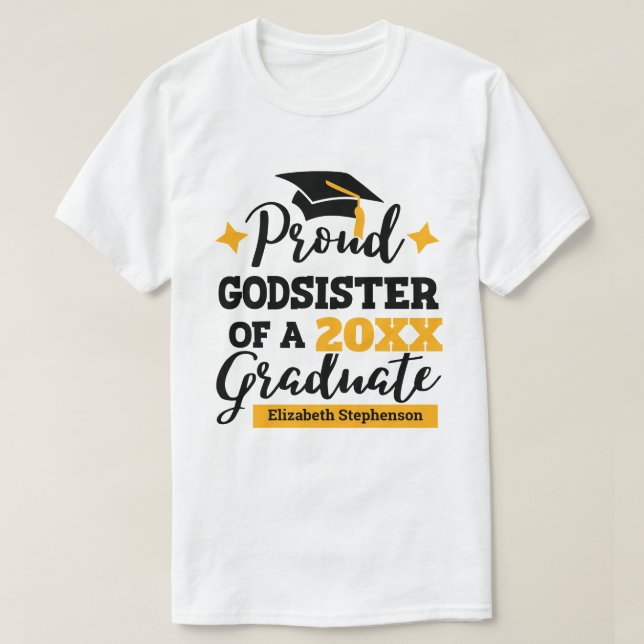 Proud Godsister der Graduiertenfamilie passend T-Shirt (Design vorne)