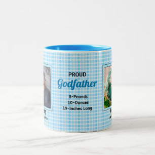 Proud Godvater Blue Polka Dots mit Fotos Zweifarbige Tasse