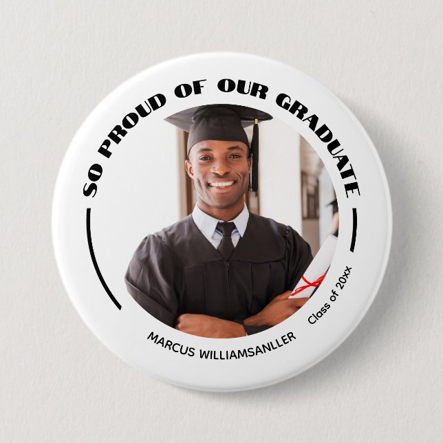 Proud Graduate Foto Abschluss Button (Vorderseite)
