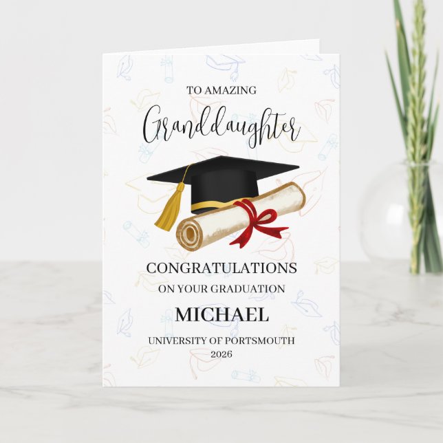Proud Granddaughter Graduation Personalized Karte (Vorderseite)