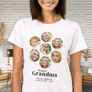 Proud GRANDMA Custom 7 Foto Collage Abschluss T-Shirt