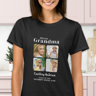 Proud GRANDMA Moderne Custom 4 Foto Abschluss T-Shirt