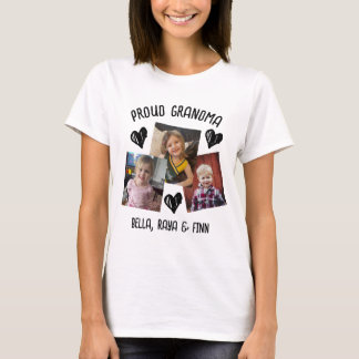 Proud Grandma | Personalisierte Foto und Namen T-Shirt