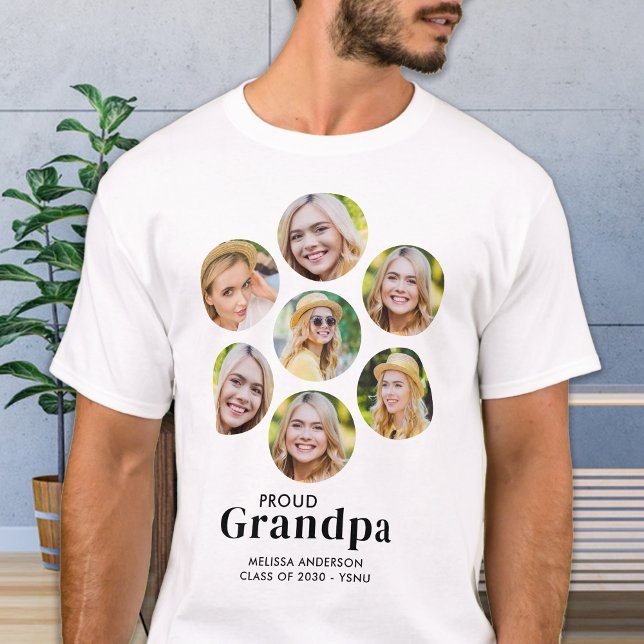 Proud GRANDMPA Custom 7 Foto Collage Abschluss T-Shirt (Von Creator hochgeladen)
