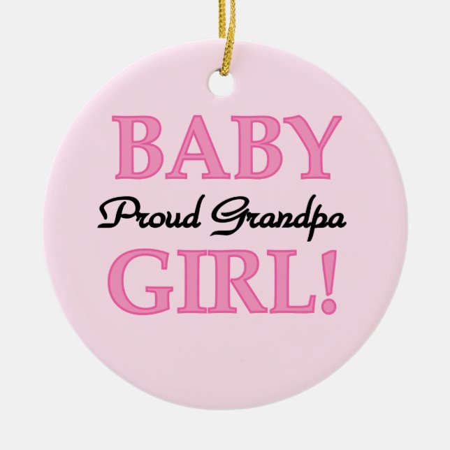 Proud Grandpa Baby Girl Geschenke Keramikornament (Vorne)