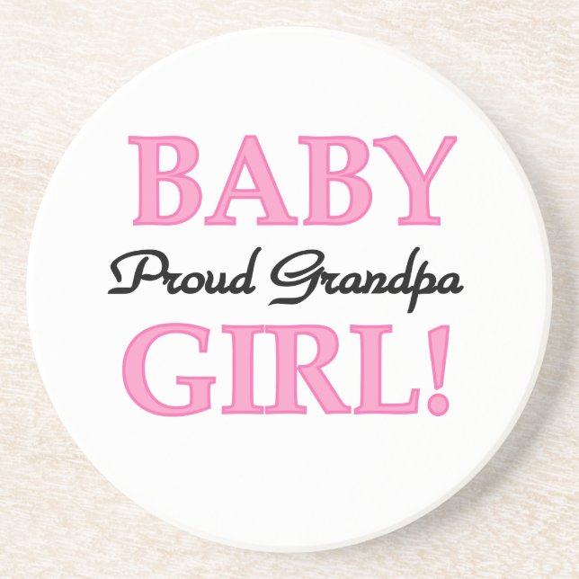 Proud Grandpa Baby Girl Geschenke Sandstein Untersetzer (Vorne)