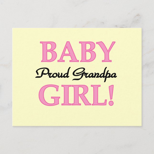 Proud Grandpa Baby Girl T - Shirt und Geschenke Postkarte (Vorderseite)