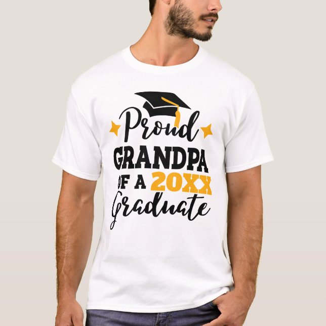 Proud Grandpa von 2022 Absolvent schwarzen Goldkap T-Shirt (Vorderseite)