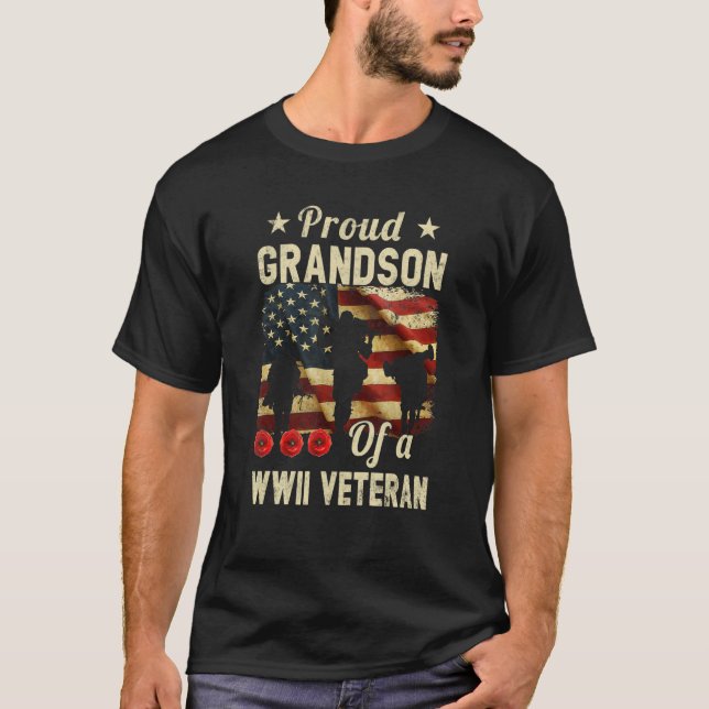 Proud Grandson eines Wwii Veteranen Weltkriegs 2 V T-Shirt (Vorderseite)