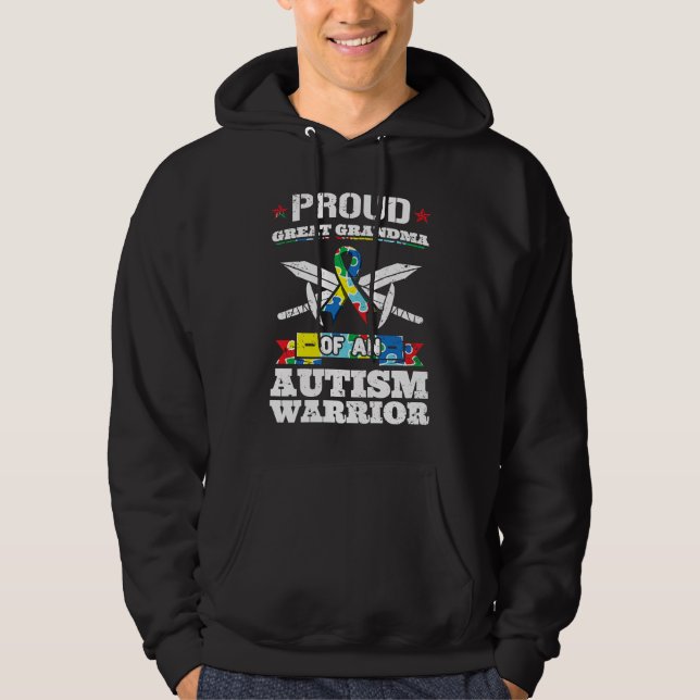 Proud Great Grandma Of An Autism Warrior Awareness Hoodie (Vorderseite)
