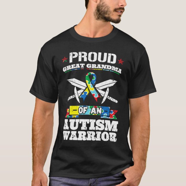 Proud Great Grandma Of An Autism Warrior Awareness T-Shirt (Vorderseite)