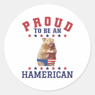 Proud Hamerican 4. Juli Patriotic American Hamste Runder Aufkleber