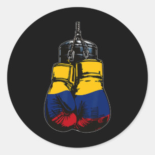 Proud Heritage Colombia Flag Boxing Gloves Runder Aufkleber