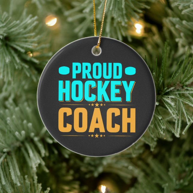Proud Hockey Coach Keramik Ornament (Baum)