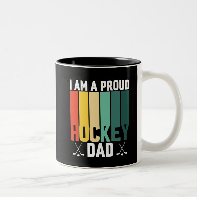Proud Hockey-Vater Zweifarbige Tasse (Rechts)