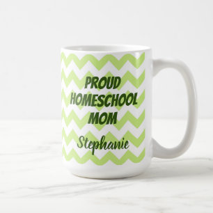 Proud Homeschool Mama Grün und Weiß Zickzack Kaffeetasse