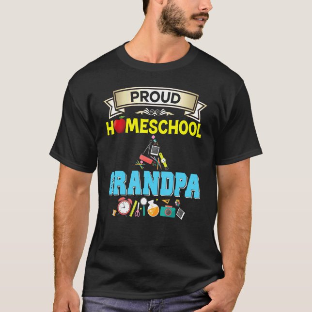Proud Homeschool Opa Zurück zur Schule Daddy Fath T-Shirt (Vorderseite)