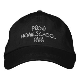 Proud Homeschool Papa Black and White Bestickte Kappe