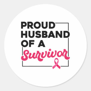 Proud Husbynd of Survivor Breast Cancer Awareness Runder Aufkleber