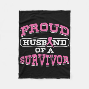 Proud Husbynd Pink Breast Cancer Survivor Awarenes Fleecedecke
